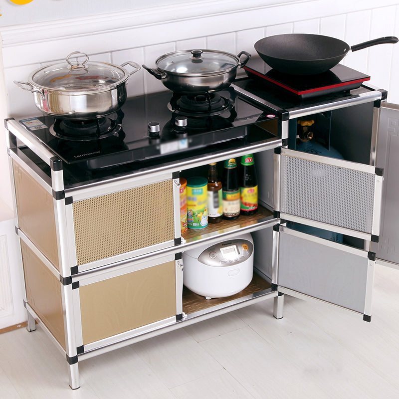 47.5"L Modern Style Sideboard with Metal Cabinets Door Sideboard for Kitchen Dining Room Clearhalo 'buffet_sideboard' 'Buffets & Sideboards' 'furn' 'furn_buffet_sideboard' 'Furniture' 'Kitchen & Dining Furniture' 5494497