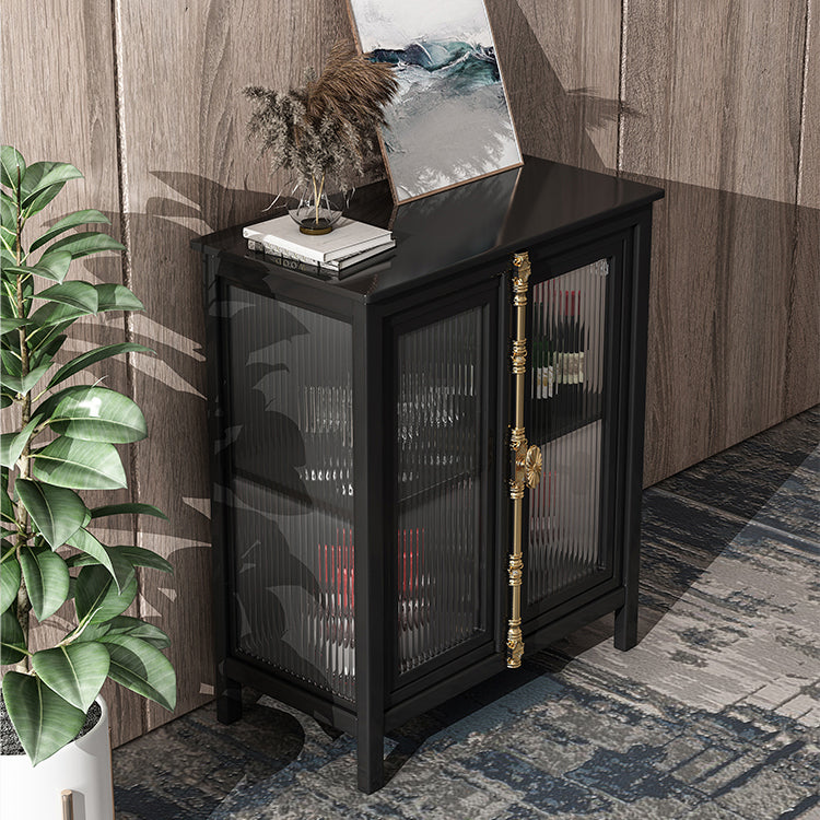 Glam Black Sideboard Clear Doors Glasser Server per soggiorno per soggiorno