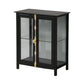 Glam Black Sideboard Clear Doors Glasser Server per soggiorno per soggiorno