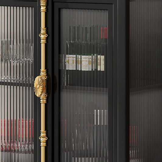 Glam Black Sideboard Clear Doors Glasser Server per soggiorno per soggiorno