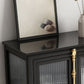 Glam Black Sideboard Clear Doors Glasser Server per soggiorno per soggiorno