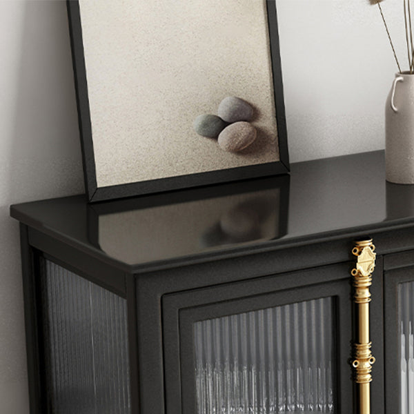 Glam Black Sideboard Clear Doors Glasser Server per soggiorno per soggiorno