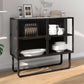 Glam Living Room Buffet 35.5"H Metal Glass Doors Sideboard for Kitchen Black Glass Clearhalo 'buffet_sideboard' 'Buffets & Sideboards' 'furn' 'furn_buffet_sideboard' 'Furniture' 'Kitchen & Dining Furniture' 5494551