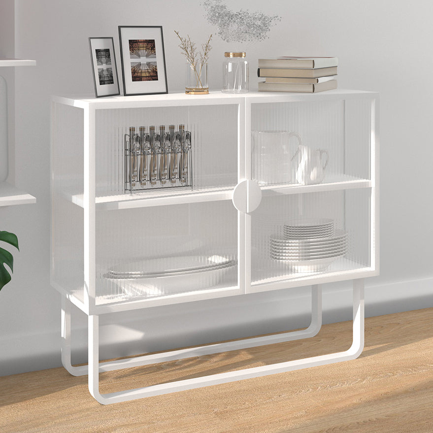 Glam Living Room Buffet 35.5"H Metal Glass Doors Sideboard for Kitchen Clearhalo 'buffet_sideboard' 'Buffets & Sideboards' 'furn' 'furn_buffet_sideboard' 'Furniture' 'Kitchen & Dining Furniture' 5494554