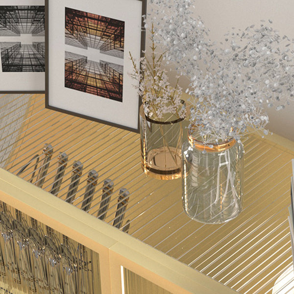 Glam Living Room Buffet 35.5"H Metal Glass Doors Sideboard for Kitchen Clearhalo 'buffet_sideboard' 'Buffets & Sideboards' 'furn' 'furn_buffet_sideboard' 'Furniture' 'Kitchen & Dining Furniture' 5494561