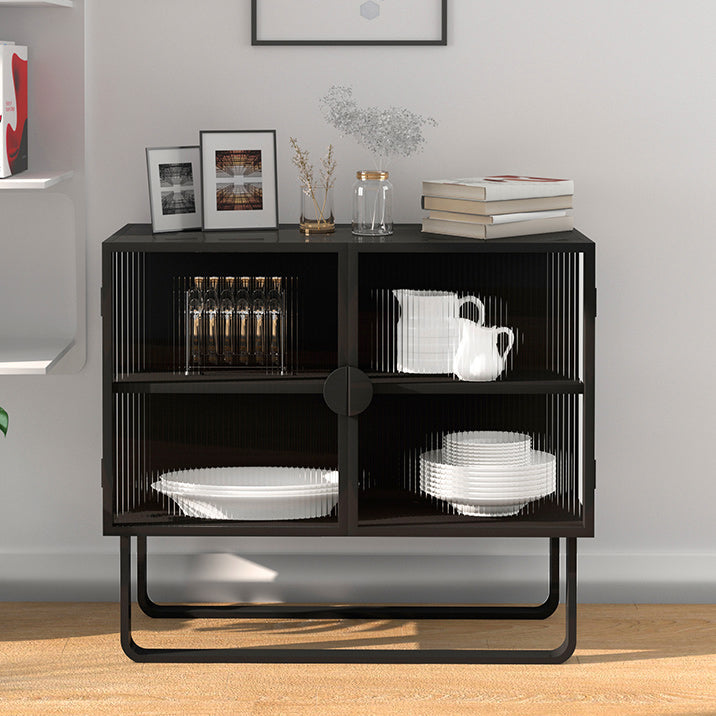 Glam Living Room Buffet 35.5"H Metal Glass Doors Sideboard for Kitchen Clearhalo 'buffet_sideboard' 'Buffets & Sideboards' 'furn' 'furn_buffet_sideboard' 'Furniture' 'Kitchen & Dining Furniture' 5494563