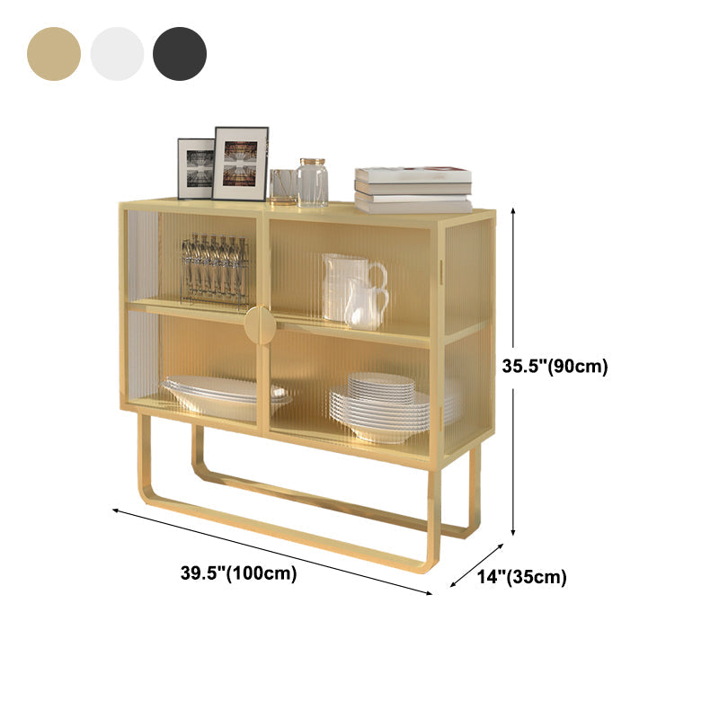 Glam Living Room Buffet 35.5"H Metal Glass Doors Sideboard for Kitchen Clearhalo 'buffet_sideboard' 'Buffets & Sideboards' 'furn' 'furn_buffet_sideboard' 'Furniture' 'Kitchen & Dining Furniture' 5494566