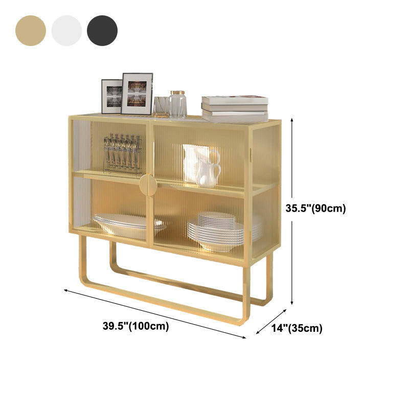 Glam Living Room Buffet 35.5"H Metal Glass Doors Sideboard for Kitchen Clearhalo 'buffet_sideboard' 'Buffets & Sideboards' 'furn' 'furn_buffet_sideboard' 'Furniture' 'Kitchen & Dining Furniture' 5494567