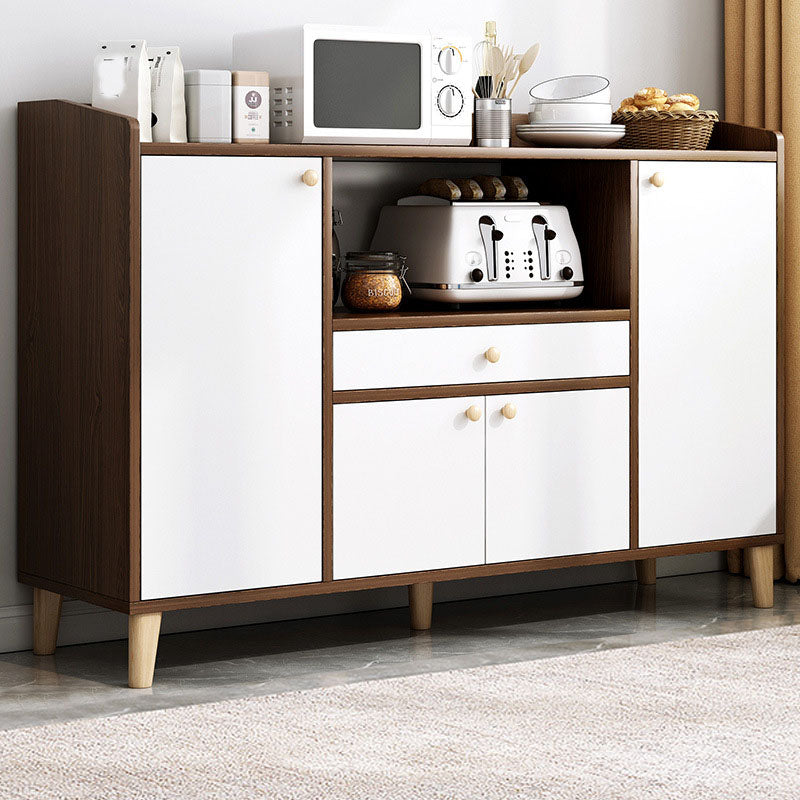Server da pranzo in legno bianco in stile moderno con cassetti e porte