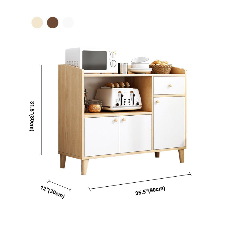 Server da pranzo in legno bianco in stile moderno con cassetti e porte