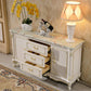 Sideboard glam in legno di gomma bianca con soggiorno a 2 porte