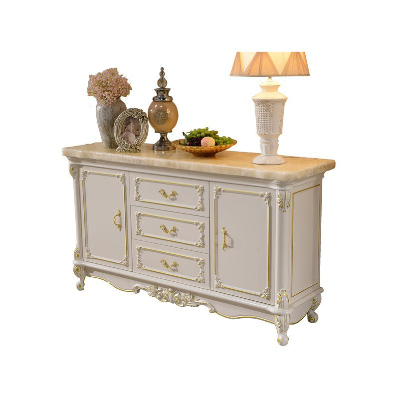 Sideboard glam in legno di gomma bianca con soggiorno a 2 porte