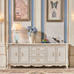 Sideboard glam in legno di gomma bianca con soggiorno a 2 porte