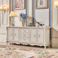 Sideboard glam in legno di gomma bianca con soggiorno a 2 porte