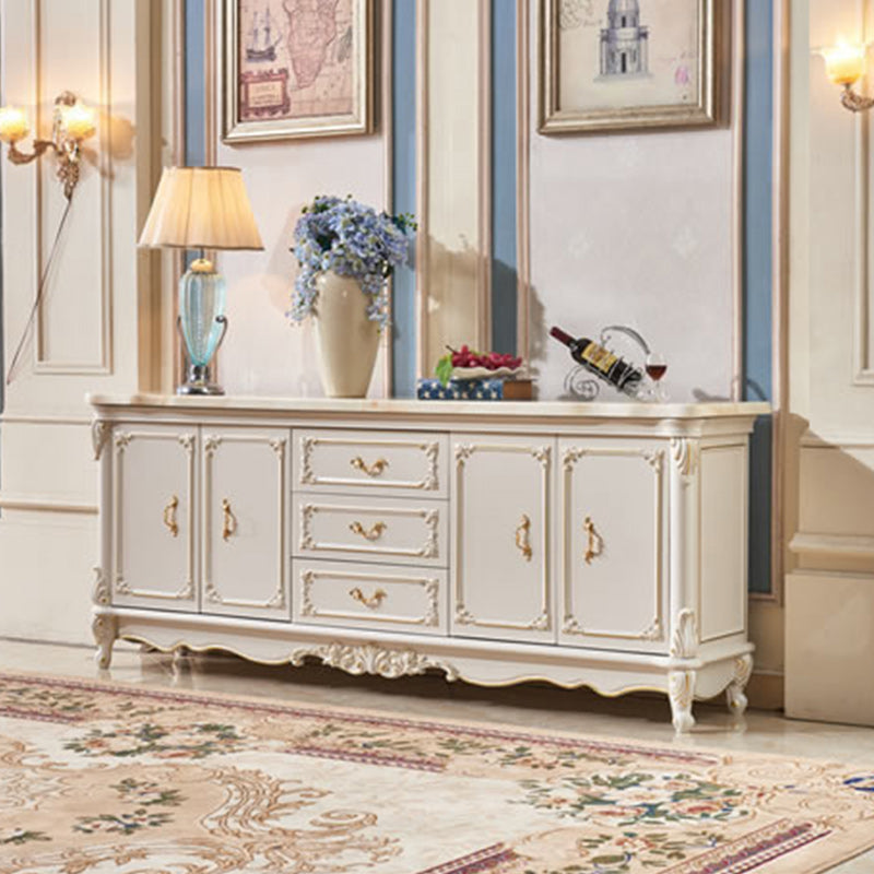 Sideboard glam in legno di gomma bianca con soggiorno a 2 porte