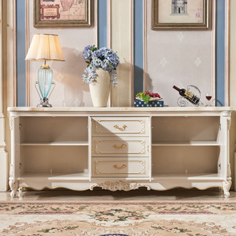 Sideboard glam in legno di gomma bianca con soggiorno a 2 porte