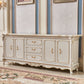Sideboard glam in legno di gomma bianca con soggiorno a 2 porte