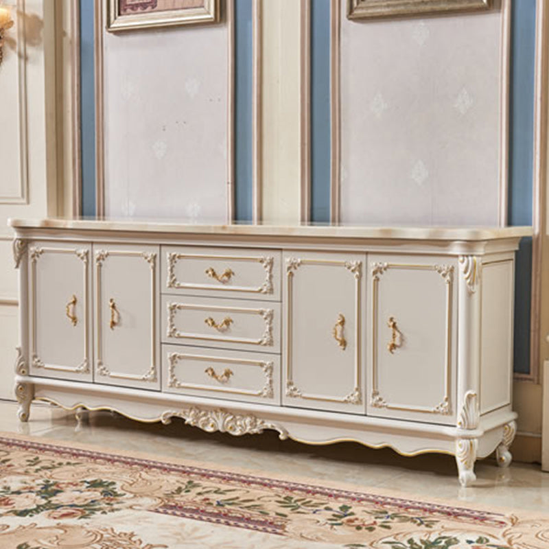 Sideboard glam in legno di gomma bianca con soggiorno a 2 porte
