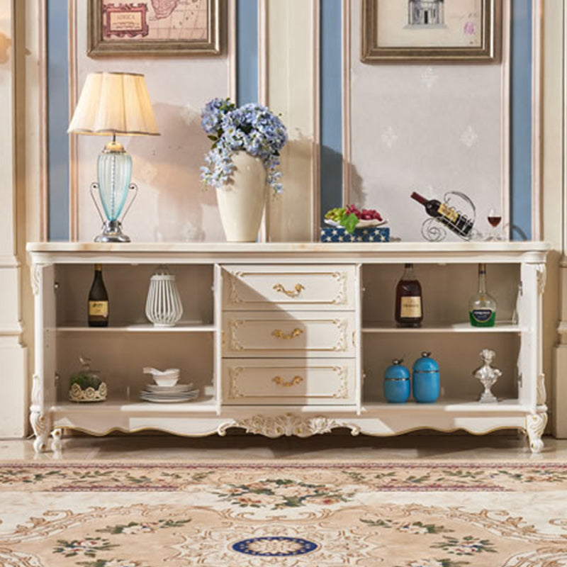 Sideboard glam in legno di gomma bianca con soggiorno a 2 porte