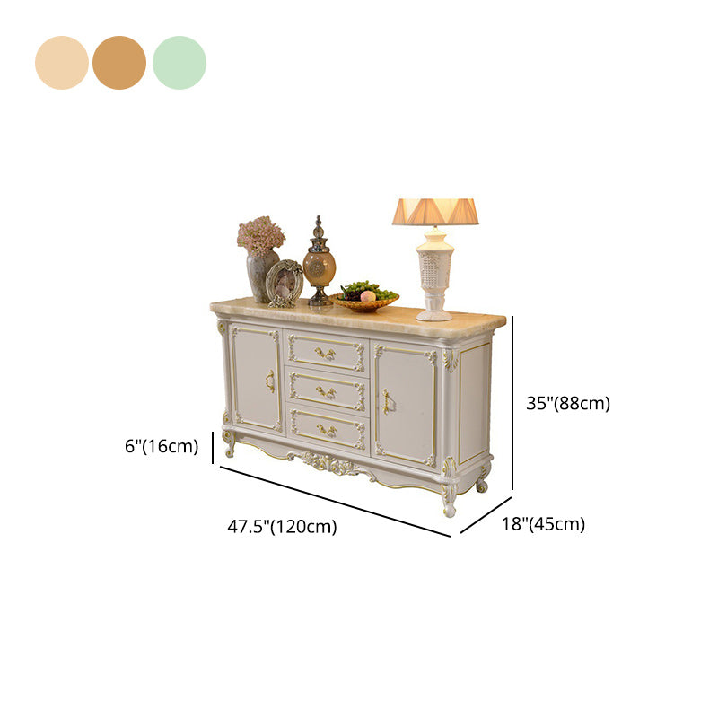 Sideboard glam in legno di gomma bianca con soggiorno a 2 porte