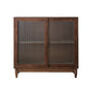 Modern Style Sideboard Pine Frame Glass Doors Buffet Server for Dining Room