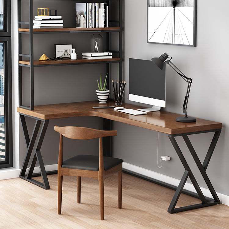 L-Shape Office Table Industrial Writing Desk of Solid Pinewood without Shelf and Chair Clearhalo 'furn' 'furn_office_desk' 'Furniture' 'Office Desks' 'Office Furniture' 'office_desk' 5494974