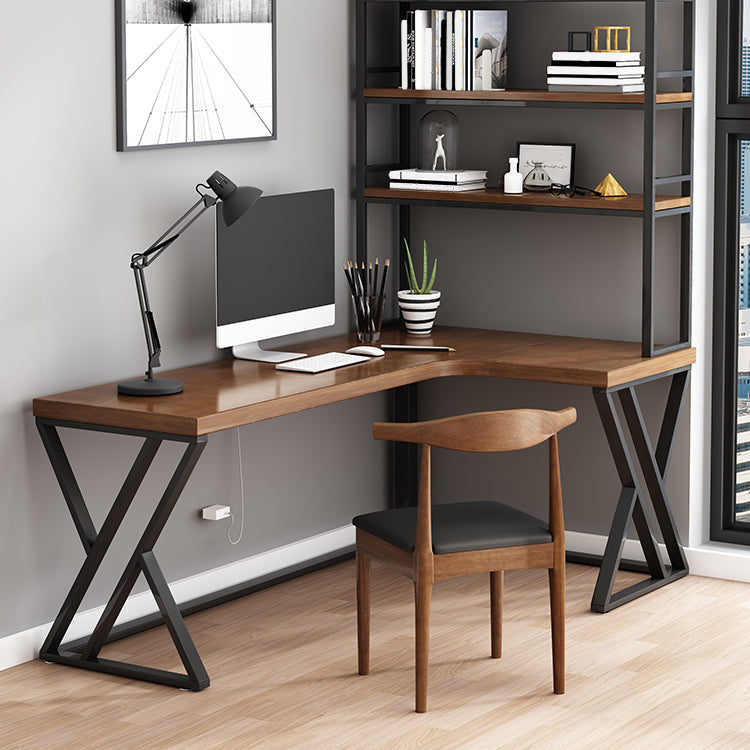 L-Shape Office Table Industrial Writing Desk of Solid Pinewood without Shelf and Chair Clearhalo 'furn' 'furn_office_desk' 'Furniture' 'Office Desks' 'Office Furniture' 'office_desk' 5494976