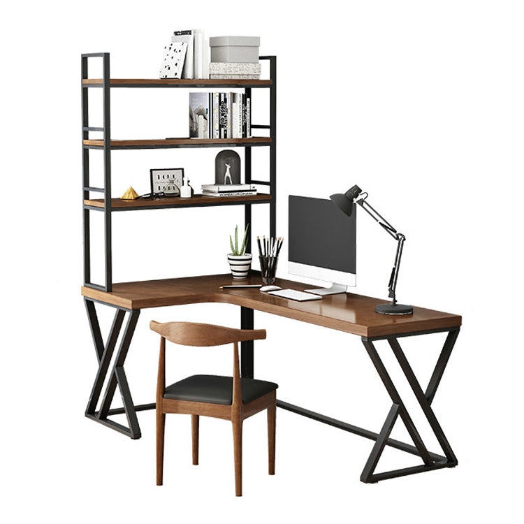 L-Shape Office Table Industrial Writing Desk of Solid Pinewood without Shelf and Chair Left Hand Return Clearhalo 'furn' 'furn_office_desk' 'Furniture' 'Office Desks' 'Office Furniture' 'office_desk' 5494977