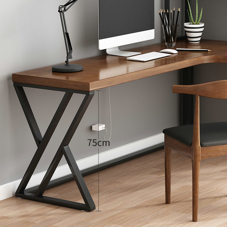 L-Shape Office Table Industrial Writing Desk of Solid Pinewood without Shelf and Chair Clearhalo 'furn' 'furn_office_desk' 'Furniture' 'Office Desks' 'Office Furniture' 'office_desk' 5494979