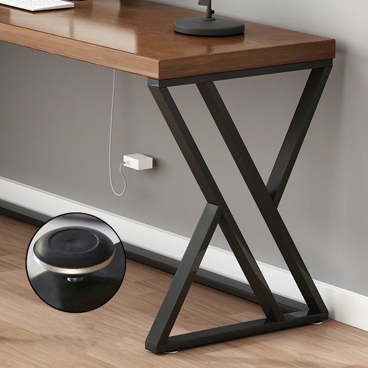 L-Shape Office Table Industrial Writing Desk of Solid Pinewood without Shelf and Chair Clearhalo 'furn' 'furn_office_desk' 'Furniture' 'Office Desks' 'Office Furniture' 'office_desk' 5494980