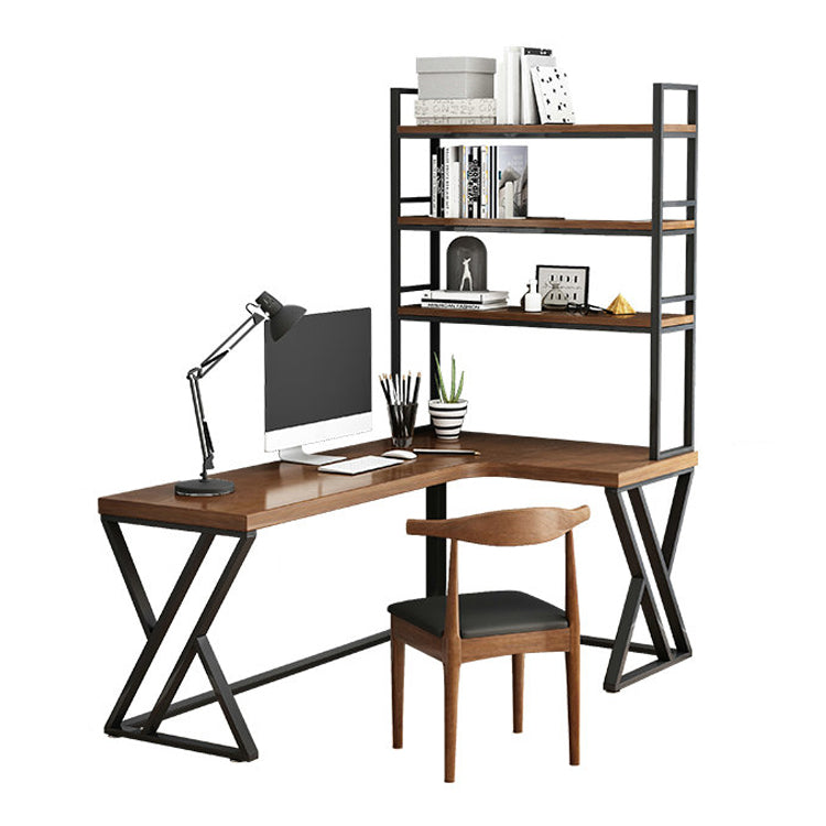 L-Shape Office Table Industrial Writing Desk of Solid Pinewood without Shelf and Chair Right Hand Return Clearhalo 'furn' 'furn_office_desk' 'Furniture' 'Office Desks' 'Office Furniture' 'office_desk' 5494981