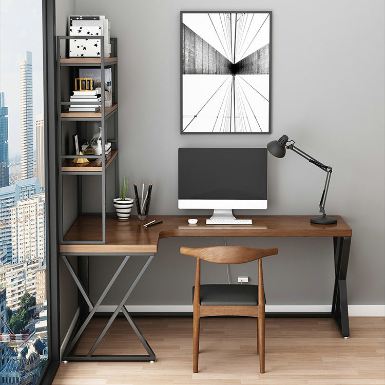 L-Shape Office Table Industrial Writing Desk of Solid Pinewood without Shelf and Chair Clearhalo 'furn' 'furn_office_desk' 'Furniture' 'Office Desks' 'Office Furniture' 'office_desk' 5494982