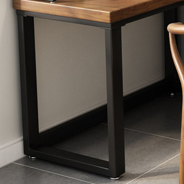 ソリッドウッドホームライティングテーブル工業用L字型固定オフィステーブル付き棚付き