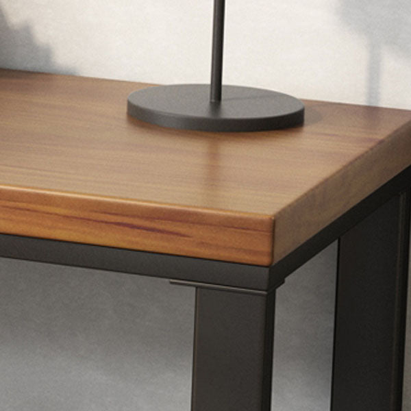 ソリッドウッドホームライティングテーブル工業用L字型固定オフィステーブル付き棚付き