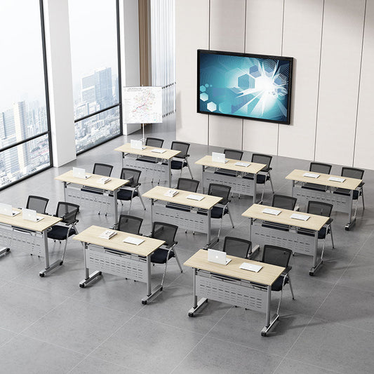 金属フレーム付きの現代的な製造された木製オフィスデスク長方形のデスク