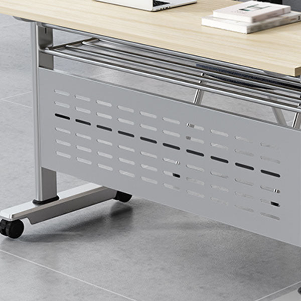 Scrivania rettangolare per uffici in legno prodotto contemporaneo con telaio metallico