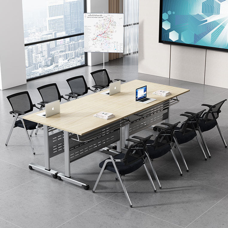 Scrivania rettangolare per uffici in legno prodotto contemporaneo con telaio metallico