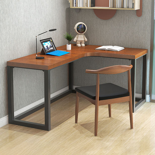 Solid Pinewood Home Writing Table Industrial L-Shape Office Table 70.9"L x 31.5"W x 29.5"H Walnut Right Hand Return Clearhalo 'furn' 'furn_office_desk' 'Furniture' 'Office Desks' 'Office Furniture' 'office_desk' 5495140