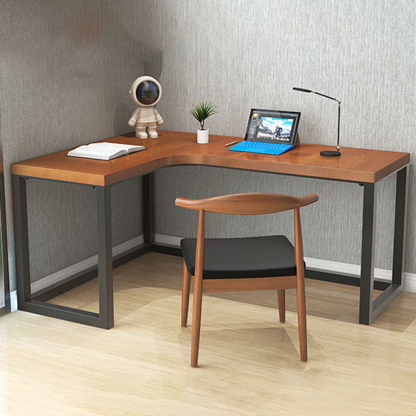 Solid Pinewood Home Writing Table Industrial L-Shape Office Table Walnut Left Hand Return Clearhalo 'furn' 'furn_office_desk' 'Furniture' 'Office Desks' 'Office Furniture' 'office_desk' 5495147