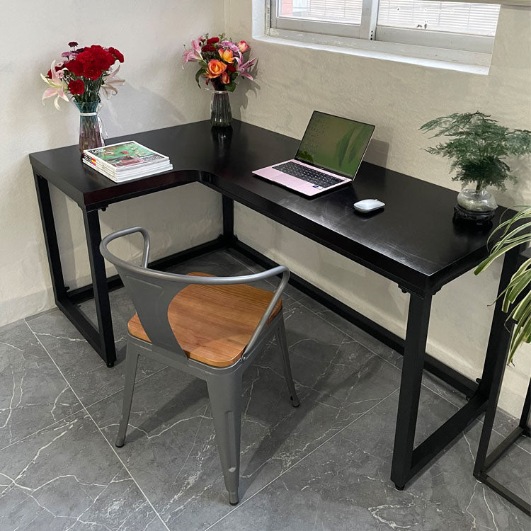 Solid Pinewood Home Writing Table Industrial L-Shape Office Table Black Left Hand Return Clearhalo 'furn' 'furn_office_desk' 'Furniture' 'Office Desks' 'Office Furniture' 'office_desk' 5495148