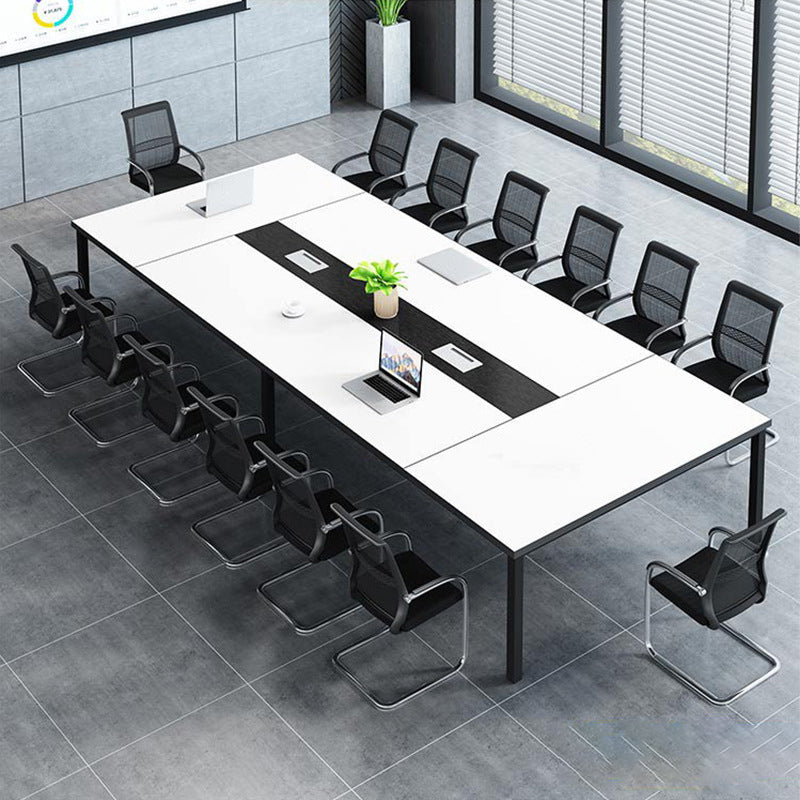 Moderna scrivania rettangolare da ufficio con gambe in metallo fabbricato scrivania in legno per casa