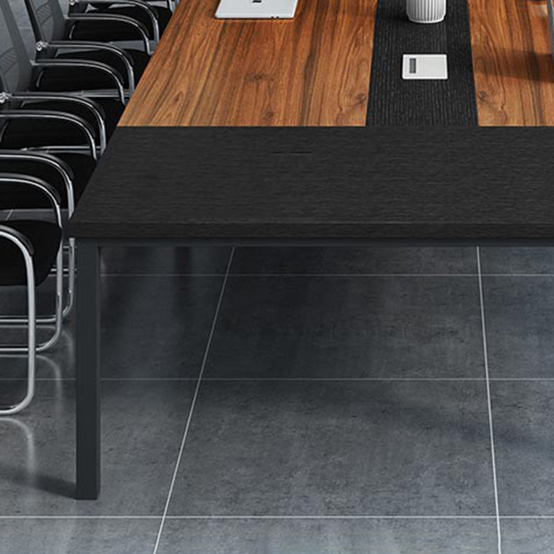 Moderna scrivania rettangolare da ufficio con gambe in metallo fabbricato scrivania in legno per casa