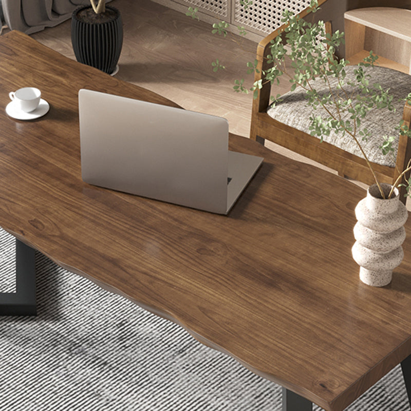 Industrial Style Writing Desk Brown Solid Wood Office Desk for Home Clearhalo 'furn' 'furn_office_desk' 'Furniture' 'Office Desks' 'Office Furniture' 'office_desk' 5495216