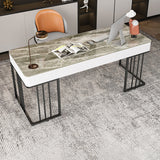 焼結された石湾曲したライティングデスクコンテンポラリーブラックスレッドベースデスク