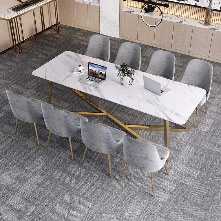 長方形の形状モダンミーティングテーブル固定された石の書き込みテーブル