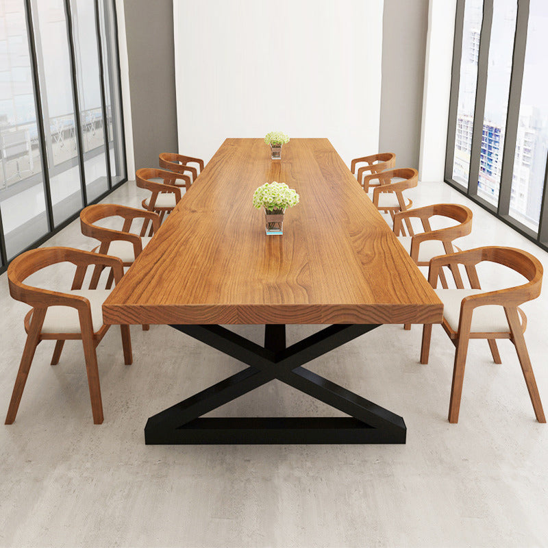 Bureau industriel en bois massif Table d'écriture fixe de bureau industriel en bois massif