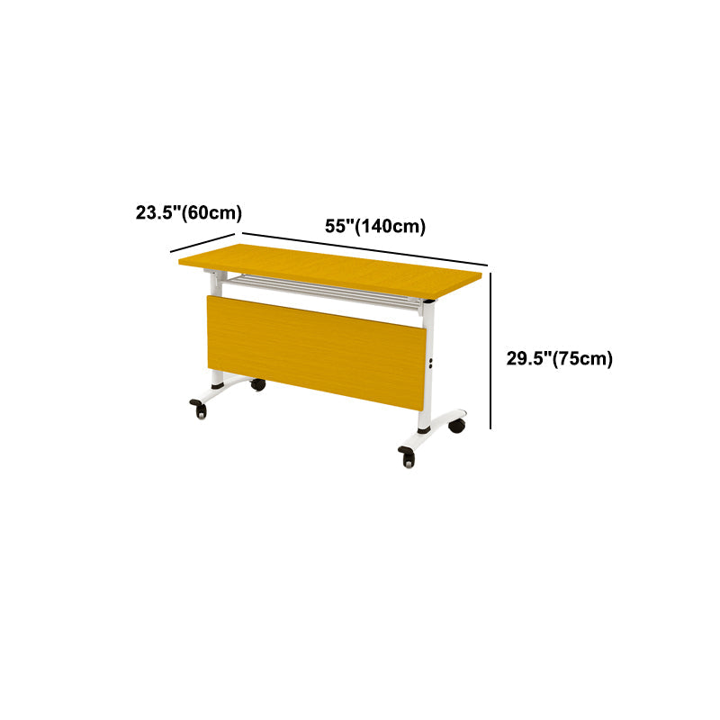 Modern Folding Office Desk Yellow Manufactured Wood Rectangular Desk Clearhalo 'furn' 'furn_office_desk' 'Furniture' 'Office Desks' 'Office Furniture' 'office_desk' 5495447