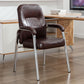 Chrome Frame Modern Desk Chair with Arms Faux Leather Task Chair with Metal Legs