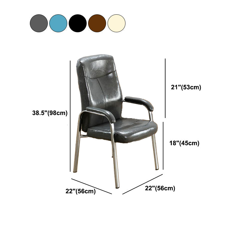 Chrome Frame Modern Desk Chair with Arms Faux Leather Task Chair with Metal Legs