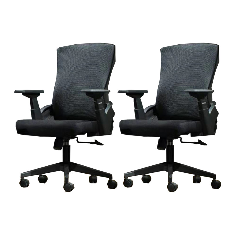 Modern Mesh and Plastic Desk Chair with Hight and Mid Back Home Office Chair Black 2 Piece Set Mid-Back (14-22 in.) Clearhalo 'furn' 'furn_office_chair' 'Furniture' 'Office Chairs' 'Office Furniture' 'office_chair' 5495952